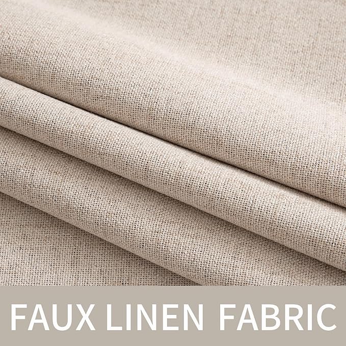 MIULEE Extra Wide 100% Blackout Curtains for Sliding Glass Doors Linen Textured W100 x L84 inch Panel Beige Thermal Insulated Grommet Room Darkening Drapes for Patio Living Room Bedroom, 1 Panel Set