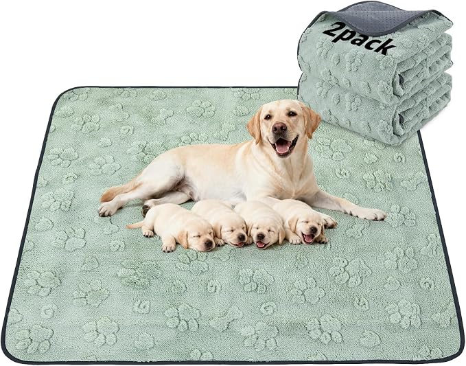 LOOBANI 2 Packs Extra Large Reusable Pee Pads for Dogs, 54x54in Waterproof Washable Dog Mat, Non-Slip and Leakproof Whelping Pad for Potty Training, Playpen, Crate,Floor and Bed