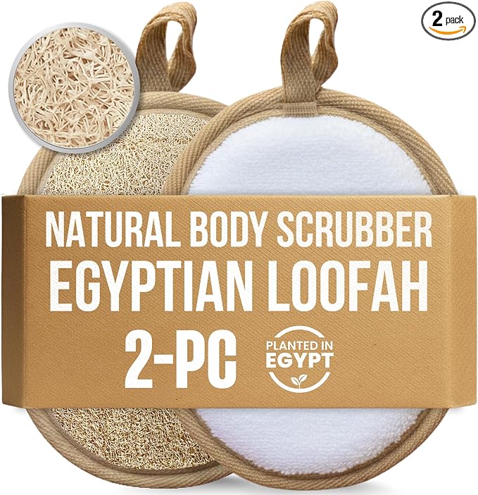 SERRENTO Loofah Body Scrubber, Natural Luffa Shower Sponge, 2 Count