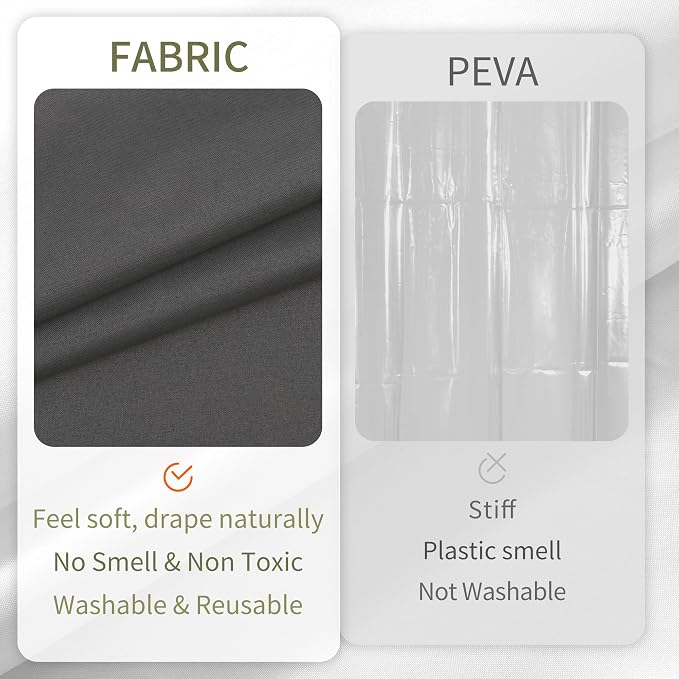 ALYVIA SPRING Stall Fabric Shower Curtain Liner Waterproof - Soft & Lightweight Small Shower Curtain with Magnets for Narrow Stall Size, Machine Washable - 36x72, Dark Gray
