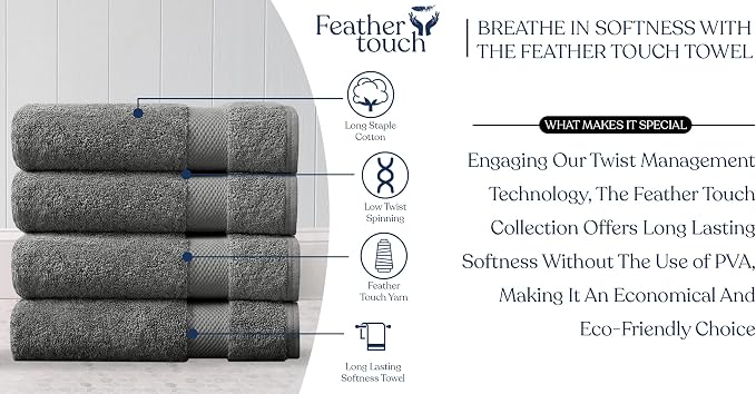 Organic Cotton Luxuriously Plush Bath Sheet Pack of 4 | GOTS & OEKO-TEX Certified | Premium Hotel Quality Towels | Feather Touch Technology|650 GSM Long Staple|Soft, Quick Dry & Ultra-Absorbent