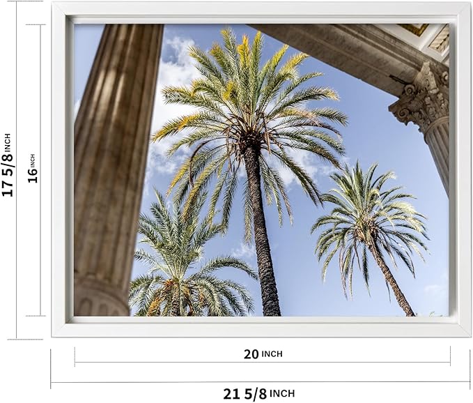 Monem Art Palermo Palm Trees Sicily Print - Tropical European Architecture Poster - Wall Decor for Living Room, Bedroom or Office - 16x20 White Framed CANVAS Wall Art by Mareike Bohmer