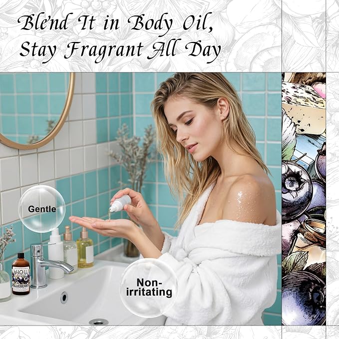 HIQILI Blueberry Fragranc Oil for Soap & Candle Making Supplies - 5.07Fl Oz | Fruity Scents for Reed Diffuser Oil Refill, Add to Lotion, Body Wash, Bath Bombs - 150 ML