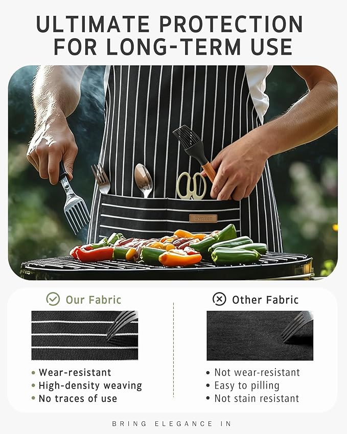 Syntus Chef Apron for Men Women Kitchen Cooking Apron with Pockets, Adjustable Bib Aprons Stain Resistant