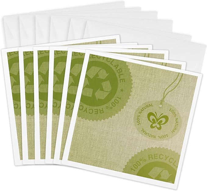 3dRose Greeting Cards - Green Natural Recycle earth friendly art - 6 Pack - PS Creations