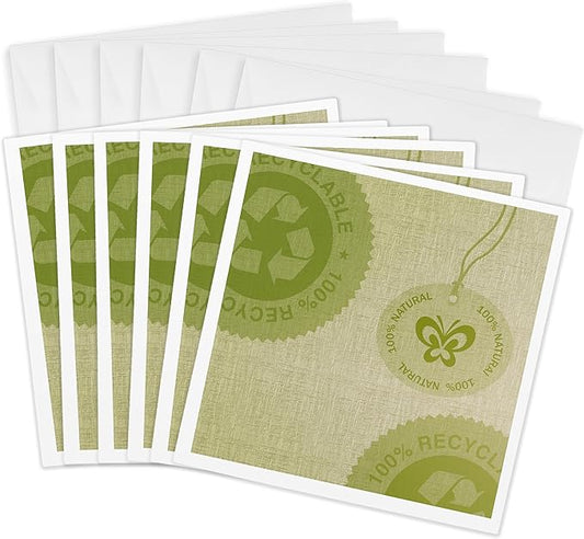 3dRose Greeting Cards - Green Natural Recycle earth friendly art - 6 Pack - PS Creations