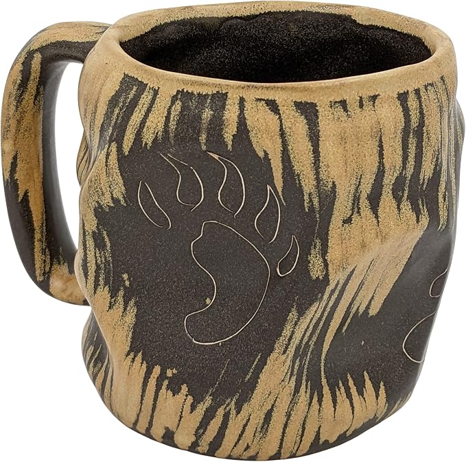 One (1) MARA STONEWARE COLLECTION - 20 Oz. Rock Art Coffee Cup Collectible Dinner Mug - Bear & Wolf Paws by Mara Stoneware