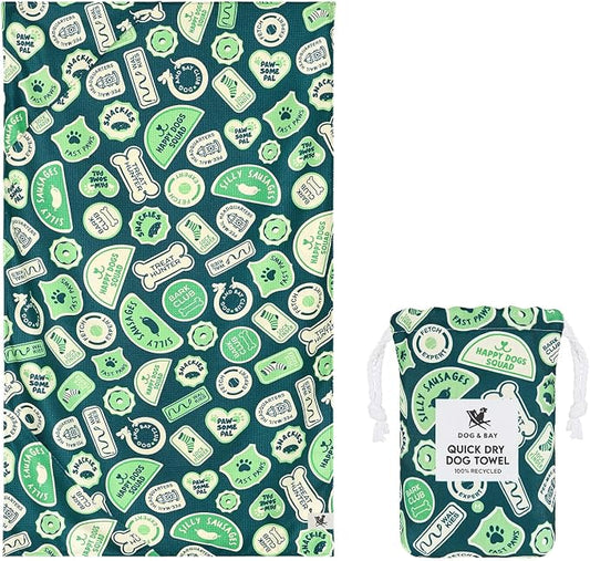 Dock & Bay Pet Towel - Super Absorbent & Quick Drying Dog Towels with Bag - 100% Recycled - Dog & Bay Club, Medium (90x50cm, 35x19)