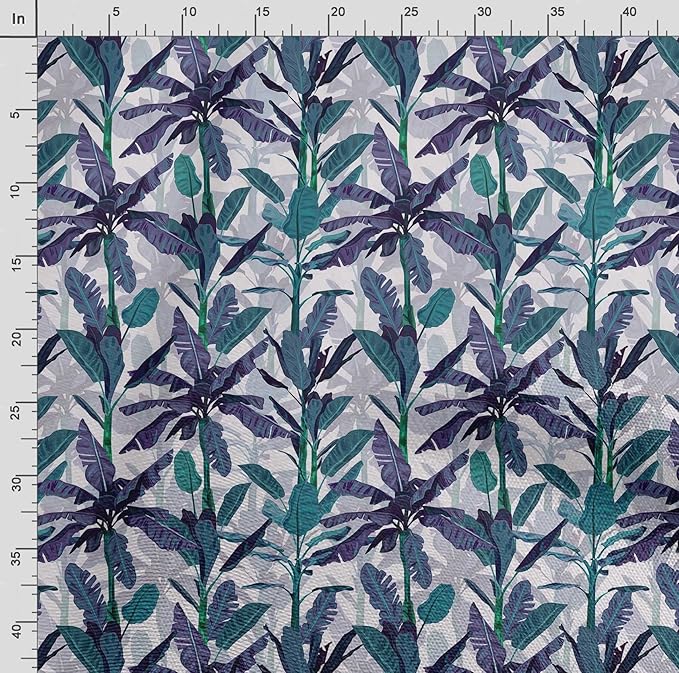 Soimoi Leaves Print - Purple, Canvas Fabric Material - 56 Inch Wide, 1 Yard, Unstitched Fabric for Upholstery, Bags, Workwear and Outdoor Gear.