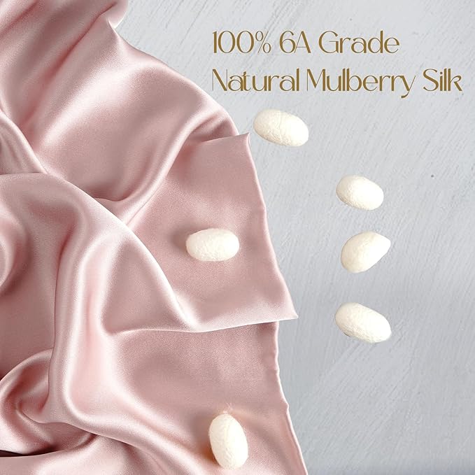 ZIMASILK 100% Pure Mulberry Silk Pillowcase for Hair and Skin Health,Soft and Smooth,Both Sides Premium Grade 6A Silk,600 Thread Count,with Hidden Zipper,1pc(Standard 20''x26'',Pale Pink)