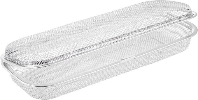 Chopstick Holder for Dishwasher, Kitchen Small utensil organizer for drawer, Mesh 304 Stainless Steel with Lid and Lock, Great accessory for Chopstick or Straw
