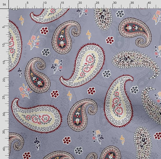Soimoi Luxurious 58" Wide Purple - Asian Printed, Cotton Jersey Fabric - Perfect Material for Clothing, Home Decor, Craft Projects, 1 Yard