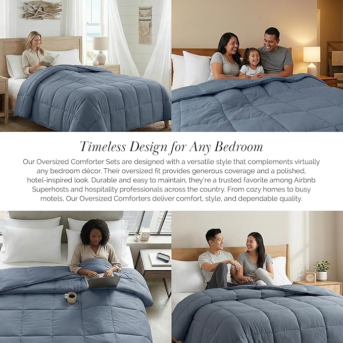 Southshore Fine Living, Inc. Queen Comforter, Full Size Bedding Comforters, Fluffy Down Alternative Blue Comforter, Queen Size/Full, Pet Hair Resistant Bedding, Machine Washable, Slate Blue