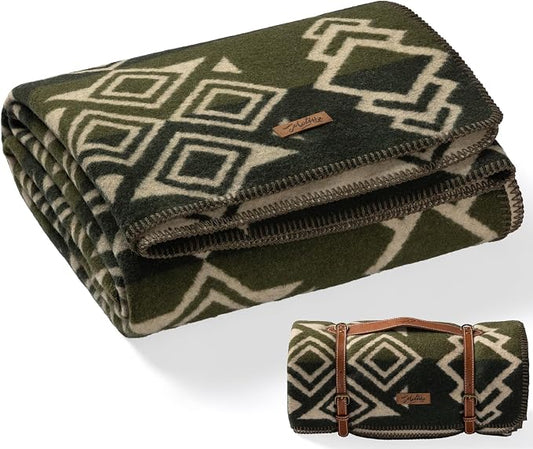 Molithe 100% Wool Blanket, 62" x 86", Warm, Thick, Washable, Military | Great for Camping, Outdoors, Sporting Events, Survival Kits Dusty Sage
