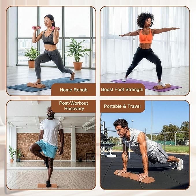 MUCITAGF Cork Balance Board - Ankle & Foot Strengthener Kit for Physical Therapy, Plantar Fasciitis Recovery, Core Stability, Enhanced Foot Function, Mobility and Prevent Falls | Balance Trainer