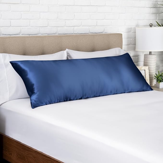 Bare Home 100% Mulberry Silk Pillowcase for Hair and Skin - Ultra Premium 6A Grade 19 Momme Silk Pillow Case - Hidden Zipper - Breathable Cooling Pillow Cover (Body, Dark Blue)