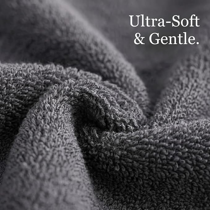 Maisonette Elegance 100% Organic Cotton Turkish Bath Towels, Soft & Absorbent, Ideal Quick Dry Large Luxury Bathroom Towel Set for Shower (30" x 58", 2 Pack) - Dark Grey (Stone)