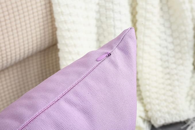TangDepot 100% Cotton Solid Throw Pillow Cover 12x20 Light Purple Lavende | 100% cotton, same-color zip, machine wash & air dry. For living room, bedroom, office, car. 42 colors, 119 sizes. Cover only.