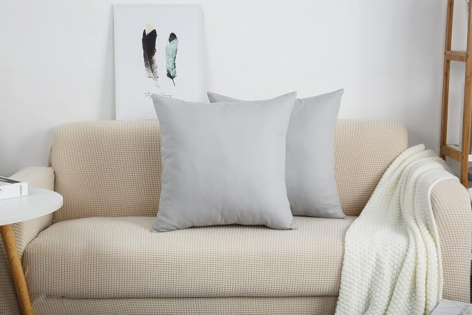 TangDepot 100% Cotton Solid Throw Pillow Cover 12x12 Gray Stone | 100% cotton, same-color zip, machine wash & air dry. For living room, bedroom, office, car. 42 colors, 30 sizes. Cover only.
