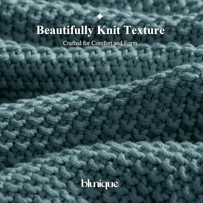 100% Cotton Cable Knit Throw Blanket, Large Lightweight Soft Knit Blanket for Sofa Couch Bed, Breathable All-Season Throw, Cozy Decorative Blanket, 60 x 80 Inch,Teal