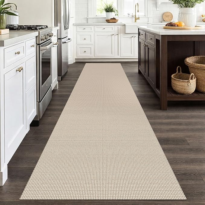 EARTHALL Runner Rug 3x12 Ft Washable Runners for Hallways Extra Long Woven Non Slip Entryway Runner Braided Kitchen Runner Indoor Outdoor Carpet Runners for Entryway, Hall, Foyers, Beige/Ivory
