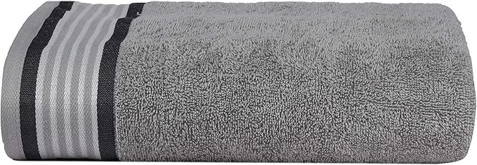 CASA COPENHAGEN He & She 4Pcs 100% Egyptian Cotton Large Designer Towels Gift Set- Grey Violet - Pine Grey, 550 GSM, 55"x27", 4Bath Towels for Bathroom (Box Pack, Set for Women & Men)