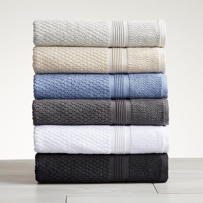 Market & Place 100% Cotton Waffle Weave Bath Towels Set of 4 – Soft, Quick-Dry, Lightweight, Textured Bathroom Towels – Charcoal | Zoey Collection