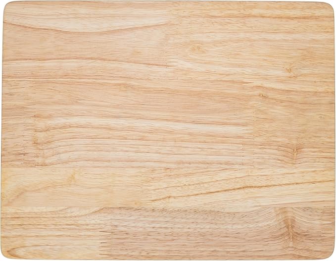 PJ Wood Rubberwood 11" x 14" Chopping Board for Cutting Fish and Vegetables, Dual Use as Serving Platter for Cheese, Meats and Other Appetizers