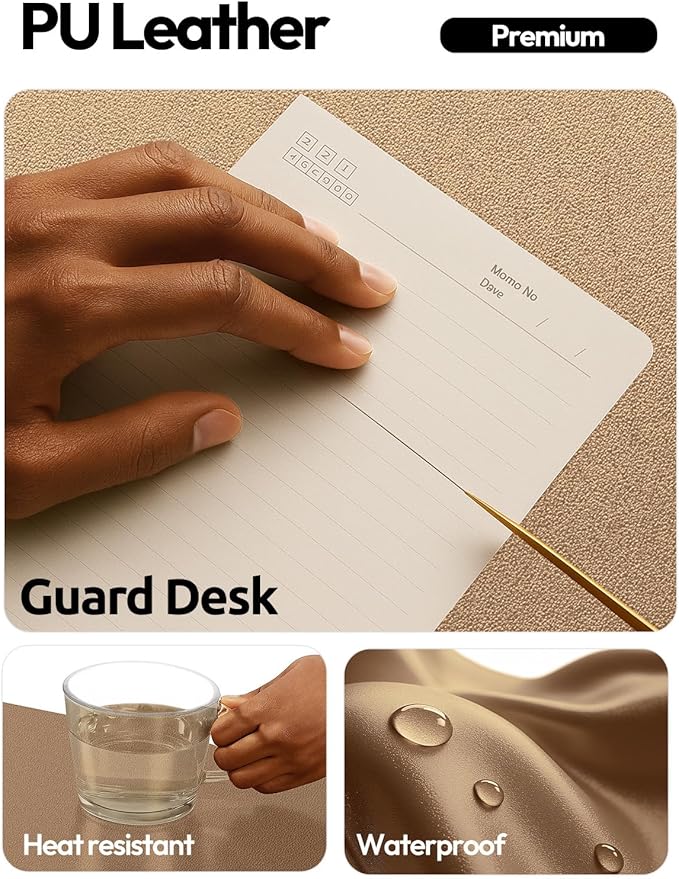 YSAGi Leather Desk Pad Protector, Office Desk Mat, Large Mouse Pad, Non-Slip PU Leather Desk Blotter, Laptop Desk Pad, Waterproof Desk Writing Pad for Office and Home (Shiny Bronze, 47.2" x 23.6")