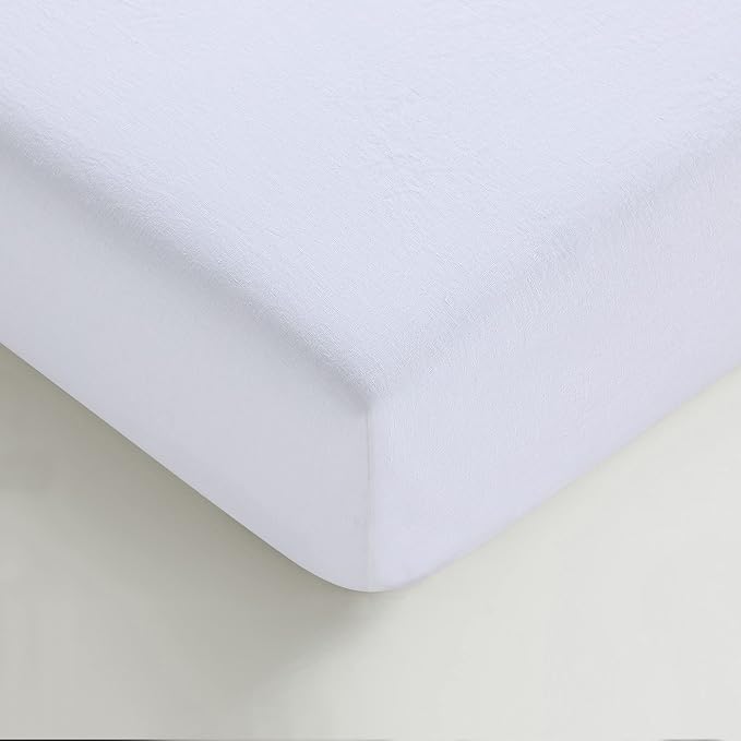 Sijo Stone Washed Organic French Linen Bed Sheet Set, GOTS Certified Organic, Best Cooling Linen Sheet Award by Sleep Foundation, 1 Flat Sheet Only (Snow, Full/Queen)