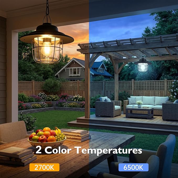 ropelux Solar Shed Lights Outdoor Indoor, 2000 Lumems Solar Light with Pull String, Cool & Warm White All Day Working Solar Chicken Coop Lamp, Waterproof for Gazebo, Shop, Garage, Barn, Porch