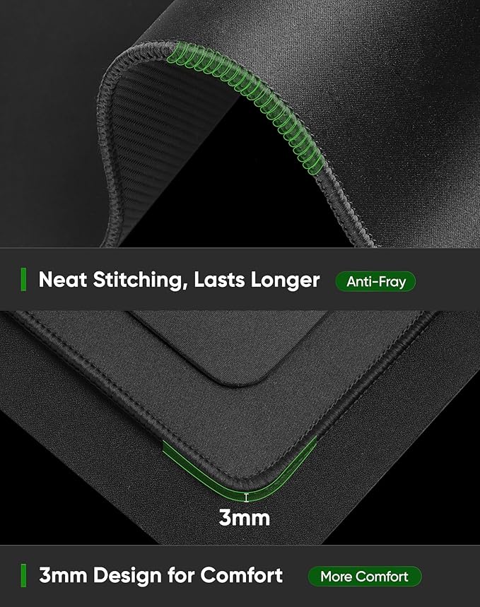 ALOANES Large Gaming Mouse Pad with Non-Slip Rubber Base,Stitched Edge,Desk mat for Laptop,Computer & PC, Wristing Pad for Gamer,Office & Home,Classic Black XXL 15.74''x35.43''x0.12''