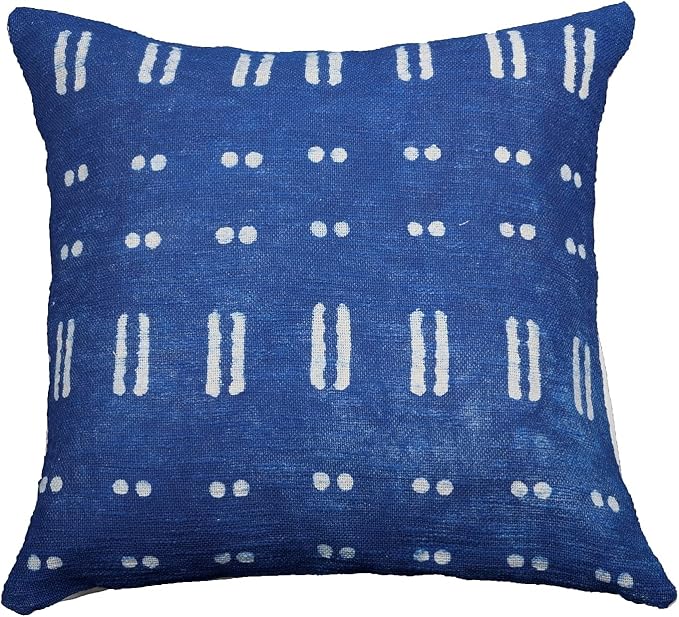 Trade Star Indigo Square Cushion Cover Handmade Sofa Pillowcase Hand Block Farmhouse Accent Cushion Cover Luxury Sofa Throw Pillow Cover for Living Decor (Indigo (Blossom), 18 X 18 Inch)
