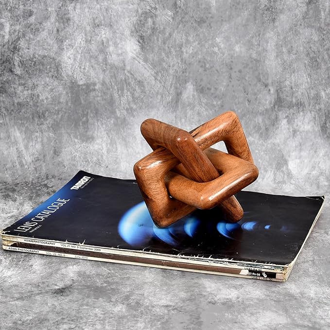 EDHAS Coffee Tables 3 Link Wooden Knot Decorative Living Room Decor Unique Appearance Durable Accessories (5" X 5" X 5")