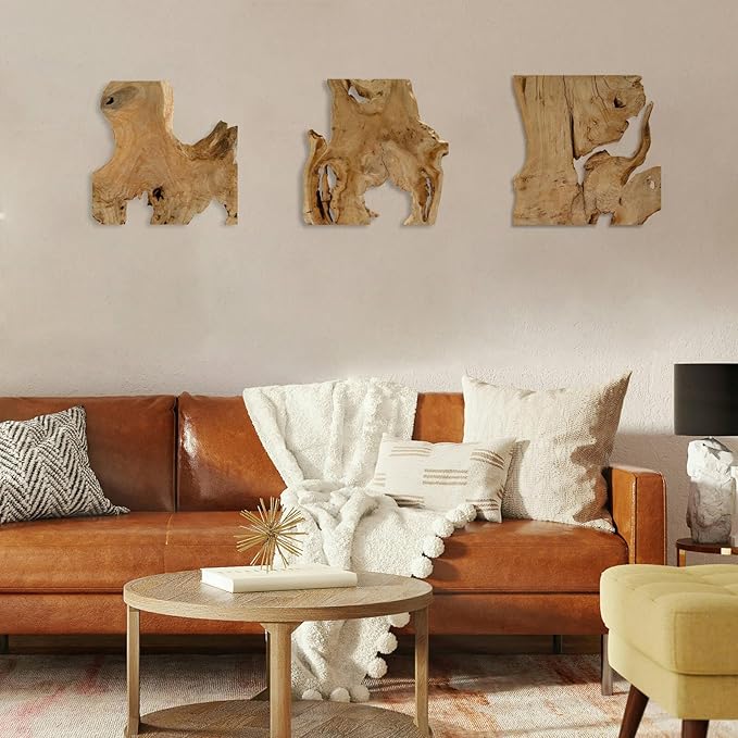 Natural Wood Wall Art - Handcrafted Rustic Decor, Frameless Design for Living Room, Bedroom, Kitchen, or Office - Unique Organic Charm for Your Home