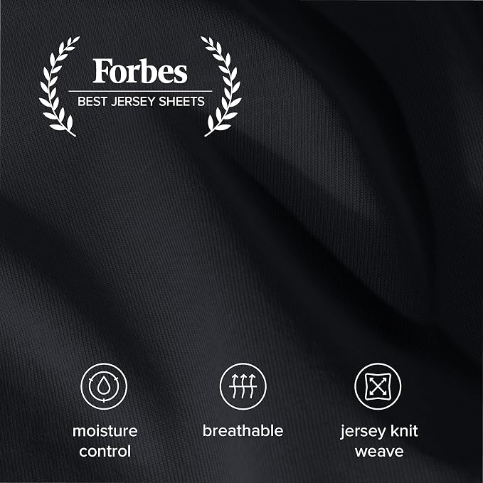 Bare Home 100% Organic Cotton Jersey Fitted Sheet - Twin Size - Ultra Soft - Deep Pocket Fitted Sheet - 100% Cotton - Ring Spun Yarns (Twin, Black)