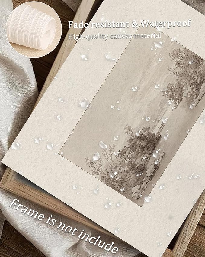 Vodefoad Vintage Tree Sketch Wall Art Retro Square Vintage Tree Sketch Nature Drawing Print Sage Green Wall Art Minimalist Sketch Drawing Farmhouse Decor - 8x10Inch Unframe