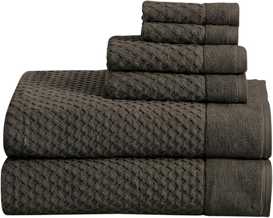 Great Bay Home Bath Towels - 100% Cotton 6 Piece Bath Sheet Set - Diamond Waffle Weave - Absorbent, Durable, Quick-Dry Towels for Bathroom (Midnight)