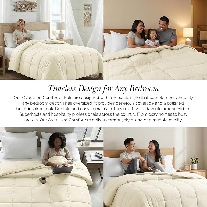Southshore Fine Living, Inc. Full/Queen Comforter, Premium Quality All-Season Down-Alternative Comforter, Queen/Full Size, Cream