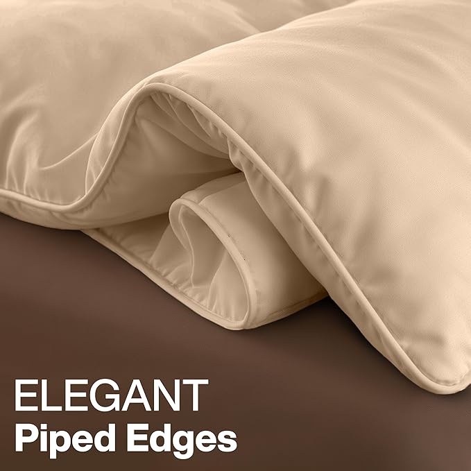 Utopia Bedding King Comforter Duvet Insert, Quilted Beige Comforter with Corner Tabs, Box Stitched Down Alternative Comforters King Size 90 x 102 inches