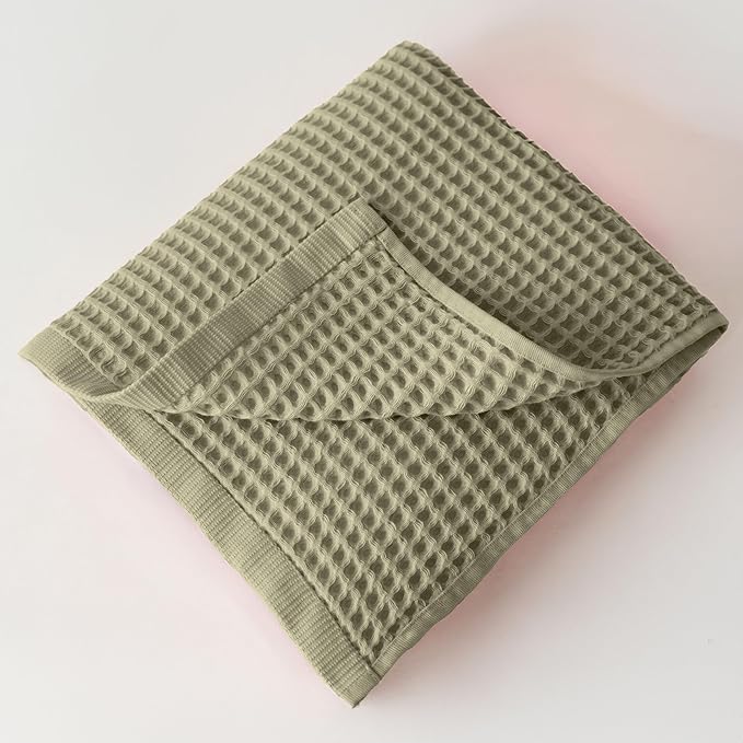 Premium Waffle Bath Towel Pack of 2, Sage Green, Extra Large 35x71 inch - 100% Turkish Cotton, Waffle Weave, Quick-Dry, Lint-Free, Lightweight Bath Sheet Towel (Sage, Set of 2 Bath Towels)