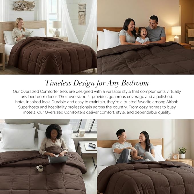 Southshore Fine Linens - Vilano Springs - - Down Alternate Weight Comforter - Chocolate Brown - King/California King
