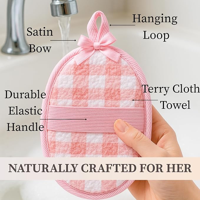 SERRENTO Couples Loofah Body Scrubber Set, Natural Shower Sponge, 4 Count