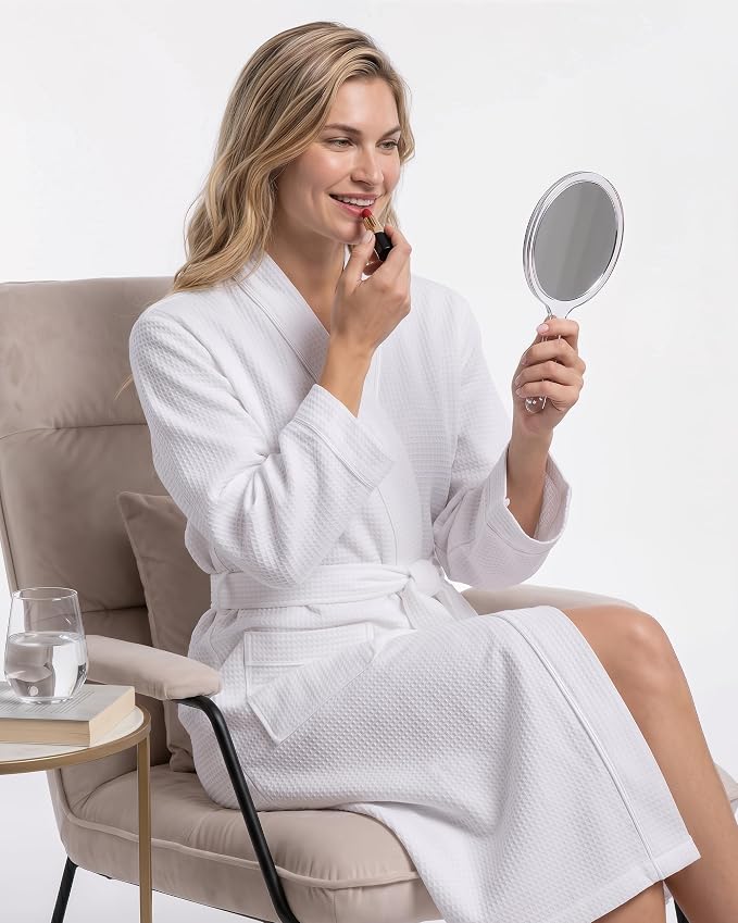 NY Threads Cotton Blend Waffle Robes for Women Full-Length Bathrobe