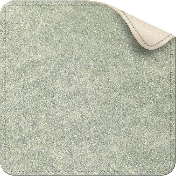 Imitation Crazy Horse Leather Desk Mat - Waterproof Desk Pad - Ideal for Large Mouse Pad and Desk Mats on Top of Desks (Light Green+White, 11"*8")