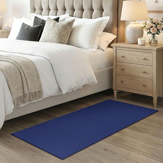EARTHALL Woven Runner Rug 2x4 Ft Washable Runners for Hallways Cotton Non Slip Eentryway Runner Braided Indoor Floor Carpet for Kitchen, Hallway, Kitchen, Doormat, Royal Blue/Navy