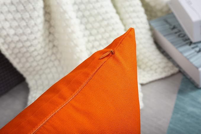 TangDepot 100% Cotton Solid Throw Pillow Cover 14x14 Orange | 100% cotton, same-color zip, machine wash & air dry. For living room, bedroom, office, car. 42 colors, 162 sizes. Cover only.