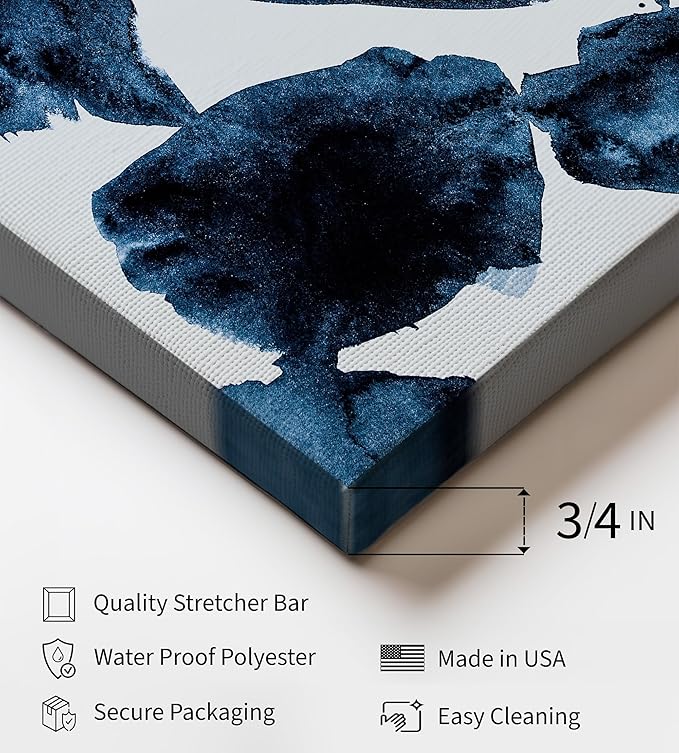 Monem Art Blue Abstract Watercolor Texture Print - Minimalist Modern Art Poster - Wall Decor for Living Room, Bedroom or Office - 16x20 STRETCHED CANVAS Wall Art by Mareike Bohmer