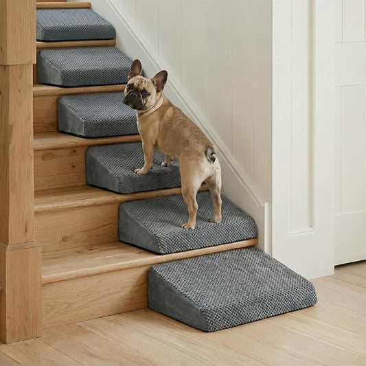 6-Pack Dog Ramp for Stairs, 40D High-Density Foam Pet Steps with Gentle 20°Slope for Staircase Stairs, Non-Slip Puppy Ramp for Small, Senior & Injured Dogs