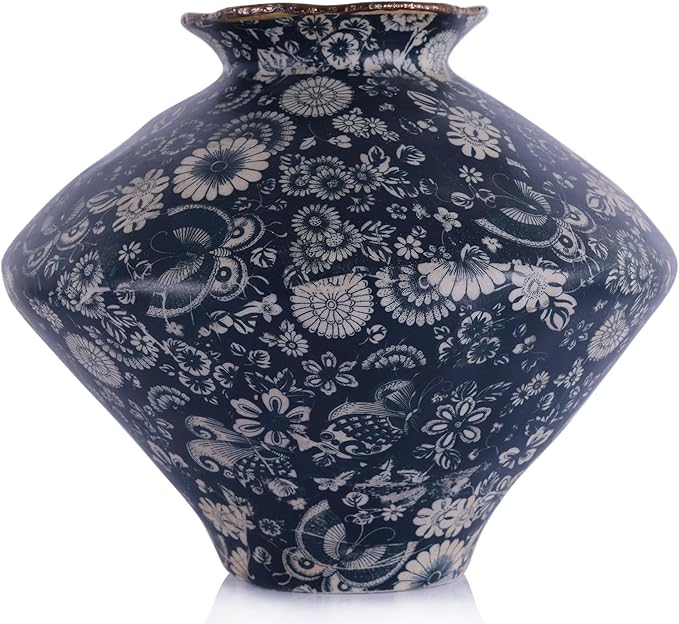 Wabi Sabi Rusty Vintage Vase, 11.4" Tall Wabi Sabi Decor Rustic Farmhouse Pottery Vase for Centerpiece, Textured Pottery Flower Vases for Home Decor, Table, Living Room, Bathroom, Kitchen (11.4 in)